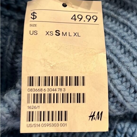 H&M blue oversized ribbed mock neck sweater size Small NWT - Picture 6 of 6